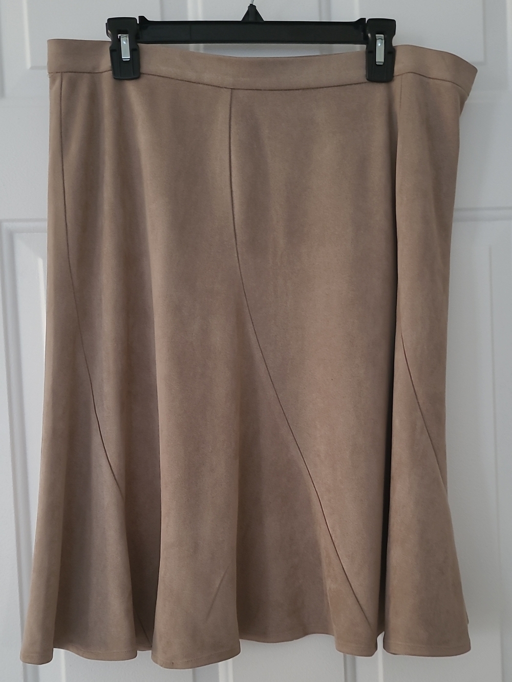 Christopher & Banks Taupe A-Line Faux Suede Skirt